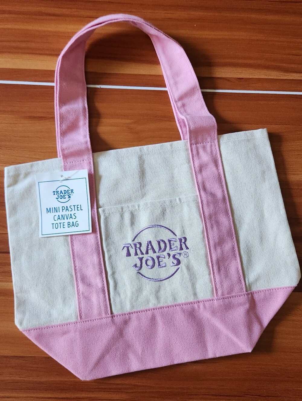 Trader Joe's Mini Pink Pastel Canvas Tote Bag Spring 2025